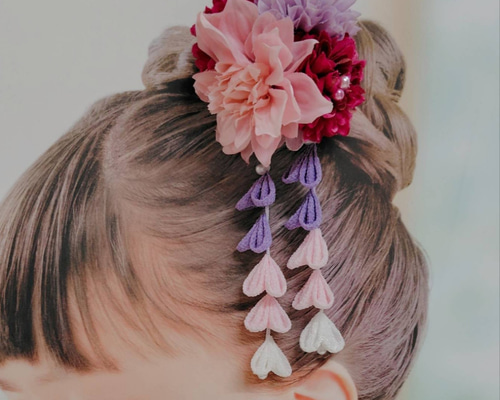 ☆和装ヘッドドレス☆ つまみ細工の下がり付き アーティフィシャル