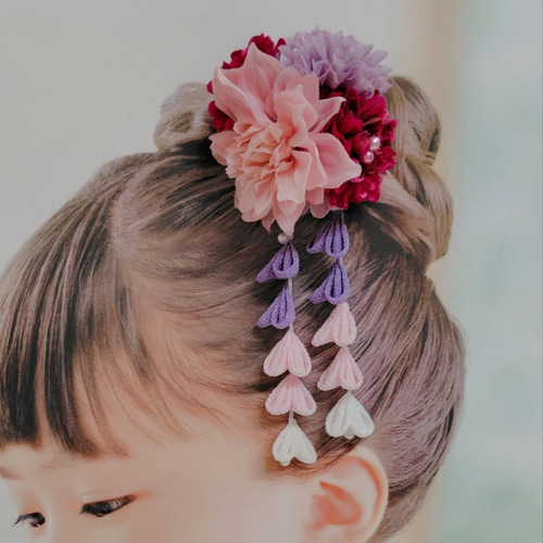 ☆和装ヘッドドレス☆ つまみ細工の下がり付き アーティフィシャル