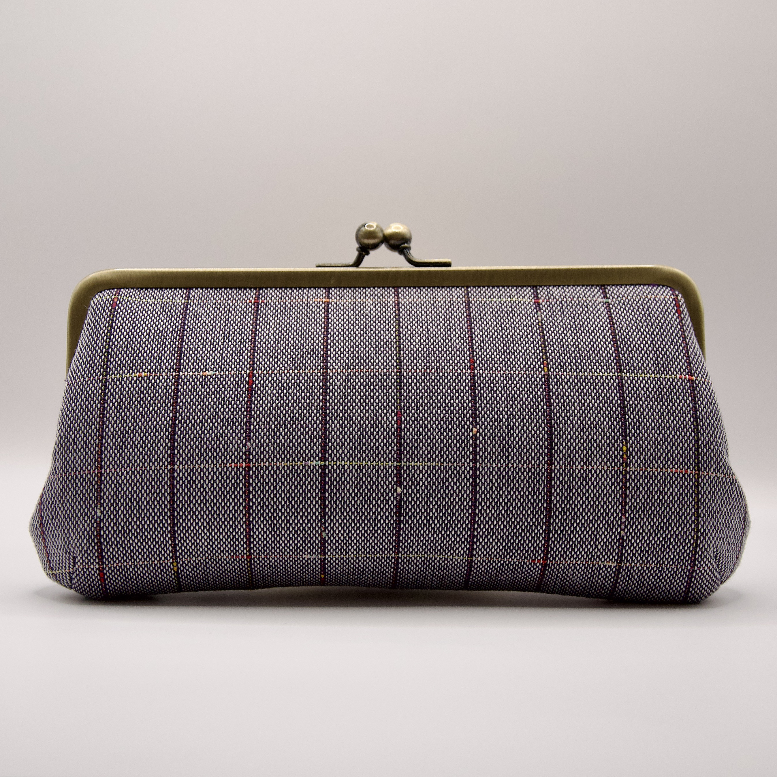 播州織ストライプ柄親子がま口長財布：長財布：ロングウォレット