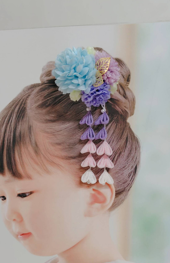 ☆和装ヘッドドレス☆ つまみ細工の下がり付き アーティフィシャル