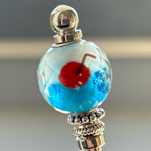 ブルークリームソーダのかんざしB 一本簪 一本簪 とんぼ玉