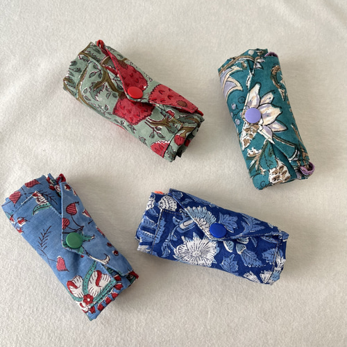 エコバッグ☺︎ブロックチェック レジ袋 マルシェバッグ サブバッグ