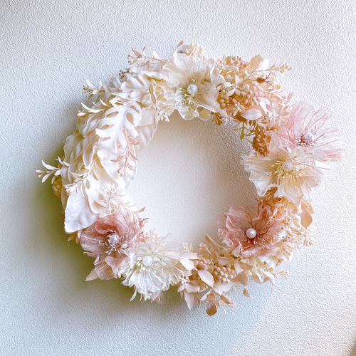 優しいフェミニンリース アーティフィシャルフラワー リース flower  