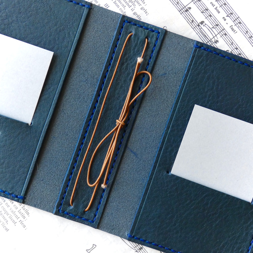 トラベラーズノートカバー／パスポートサイズ／革／青 手帳カバー