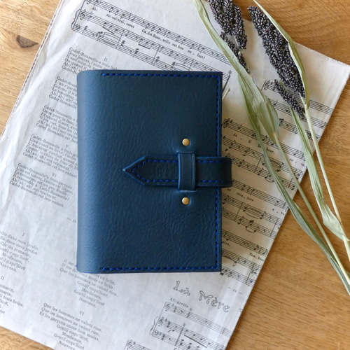 トラベラーズノートカバー／パスポートサイズ／革／青 手帳カバー