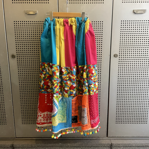 古着　ヴィンテージ　vintage スカート　パッチワーク　ファブリック　個性派 古着 ヴィンテージ vintage スカート パッチワーク ファブリック