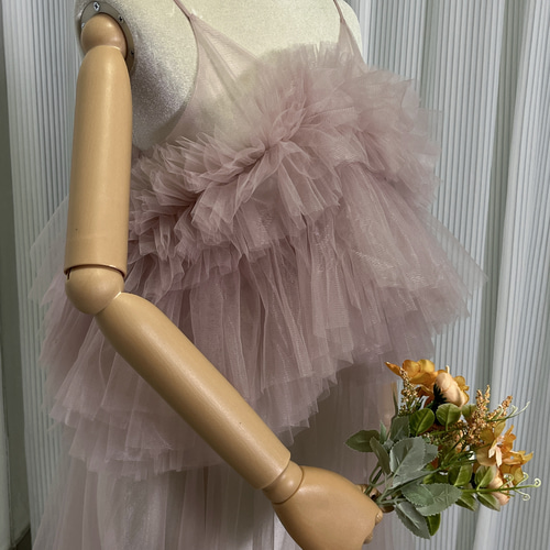 送料無料！オーバードレス キャミソール ソフトチュール ブライダル 前  