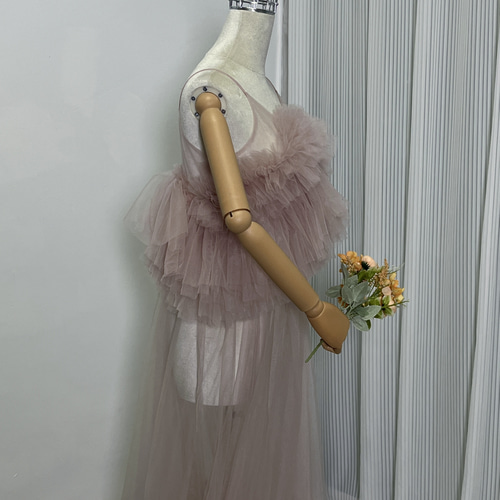 送料無料！オーバードレス キャミソール ソフトチュール ブライダル 前  