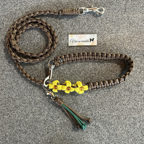 ひまわり首輪&リード 手作り首輪 パラコード 夏色 イエロー おしゃれ