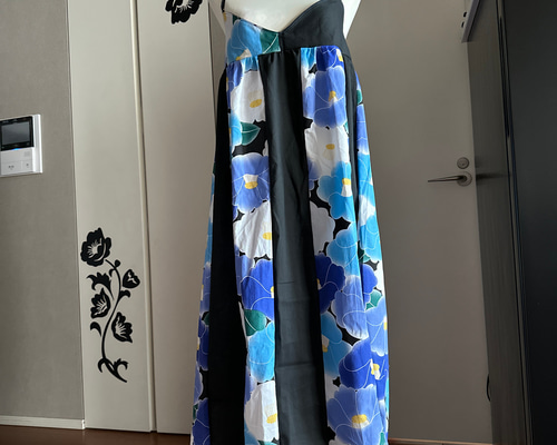 ラス1 着物リメイク 椿づくし柄浴衣からキャミソールワンピース