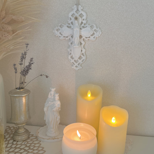 受注制作］マリア様の十字架オブジェ お守りインテリア カトリック