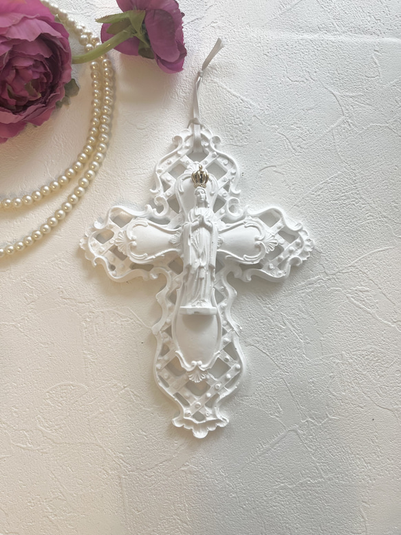 受注制作］マリア様の十字架オブジェ お守りインテリア カトリック