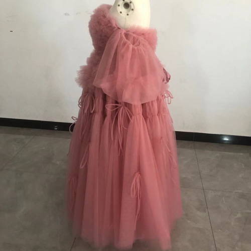 人気上昇！ローズピンク カラードレス ソフトチュール ベアトップ