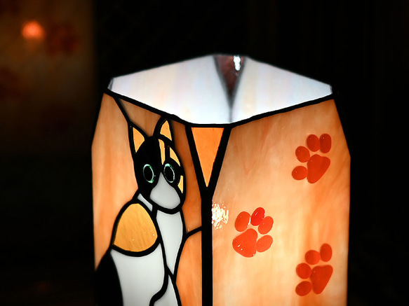 目が光る猫のランプ(三毛猫) 689 