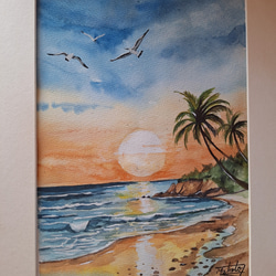 水彩画「海岸線」 水彩画 海岸の難破船 絵画 makochin 通販 17376271｜Creema