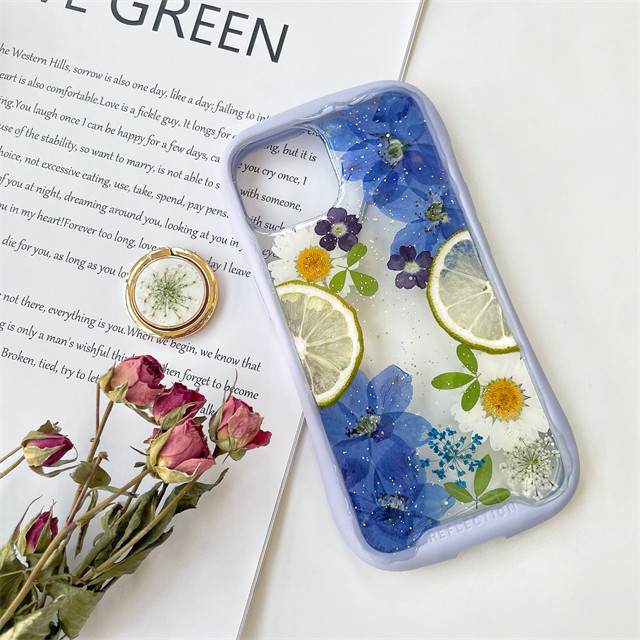 レモンiFace風押し花ケース、iPhoneのみ対応、手帳型、iPhone15、iPhone15pro、iPhone16