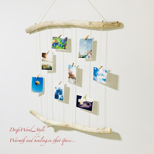 流木インテリア 壁一面に写真を飾れる大サイズのフォトディスプレイ 流木 写真ハンガー ウォールデコ 壁掛け N12 3枚目の画像