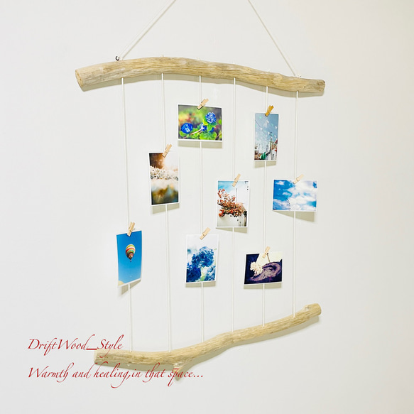 流木インテリア 壁一面に写真を飾れる大サイズのフォトディスプレイ 流木 写真ハンガー ウォールデコ 壁掛け N12 2枚目の画像