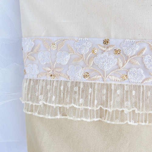 ⑅インド刺繍リボン⑅レッスンバッグ&上履き入れセット ❁チューリップ