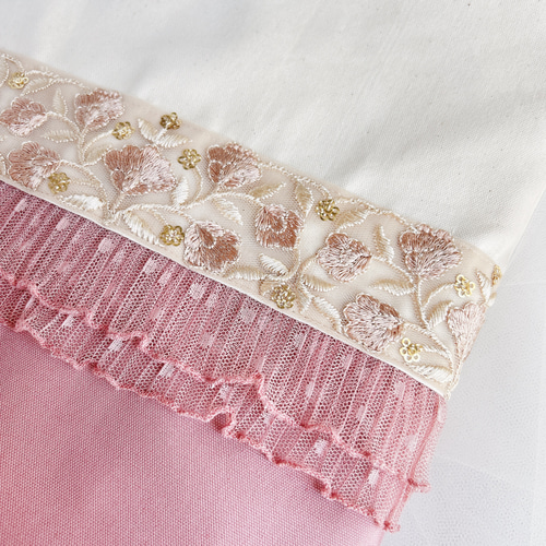⑅インド刺繍リボン⑅レッスンバッグ&上履き入れセット ❁チューリップ