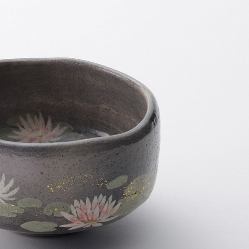 2024夏 楽焼〚馬盥形 蓮の絵（ばたらいがた はすのえ）〛 抹茶碗