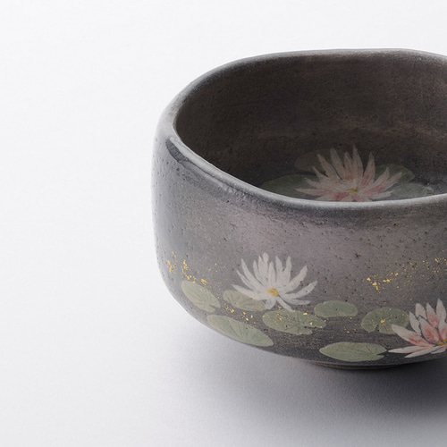 2024夏 楽焼〚馬盥形 蓮の絵（ばたらいがた はすのえ）〛 抹茶碗