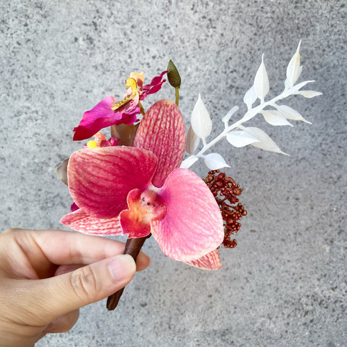 ピンク胡蝶蘭造花ブーケ ピンクの胡蝶蘭＊オンシジュームのブーケ アーティフィシャル