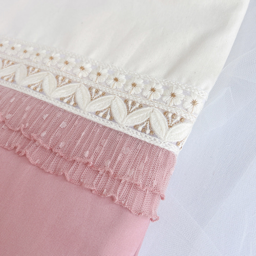 ⑅インド刺繍リボン⑅入園入学3点セット ❁お花と双葉柄