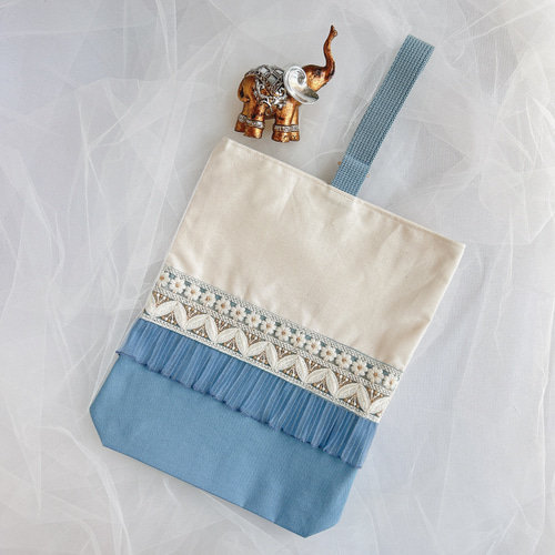 ⑅インド刺繍リボン⑅入園入学3点セット ❁お花と双葉柄 ⑅インド刺繍リボン⑅入園入学3点セット ❁お花と双葉柄