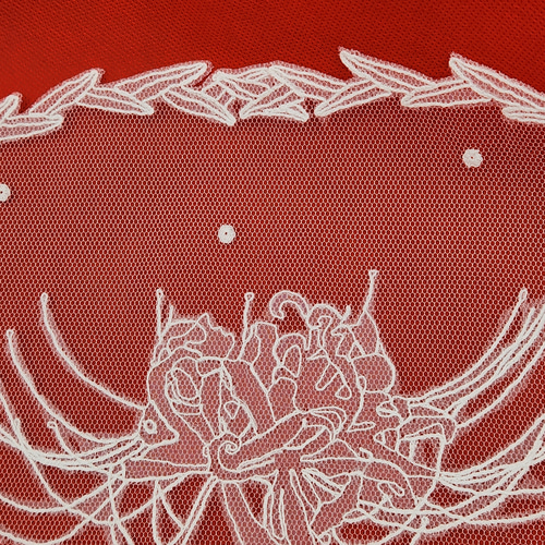 彼岸花のレース Carricimacross laceのドイリー アイルランドの