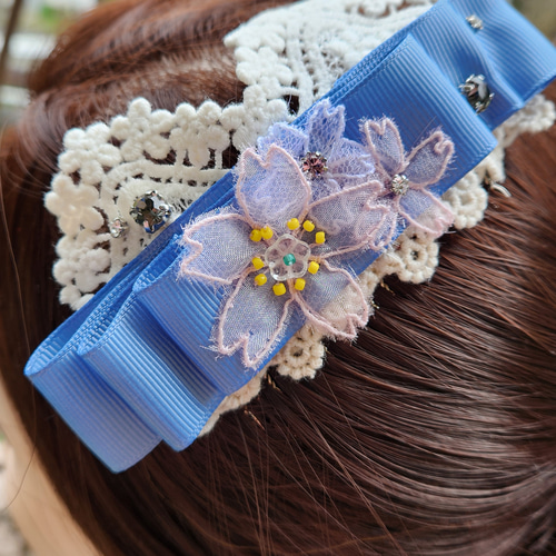 カリックマクロスレースの桜コーム ヘアコーム ヘアアクセ 白糸