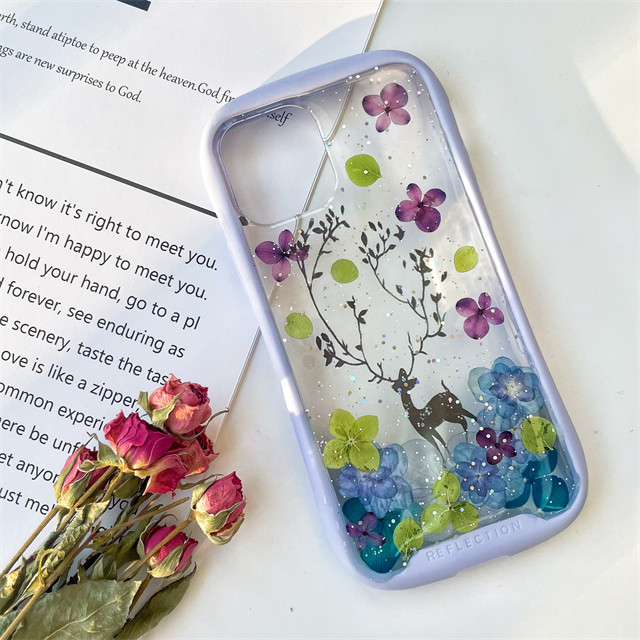 紫陽花iFace風押し花ケース、iPhoneのみ対応、手帳型、iPhone17、iPhone17pro、iPhone8