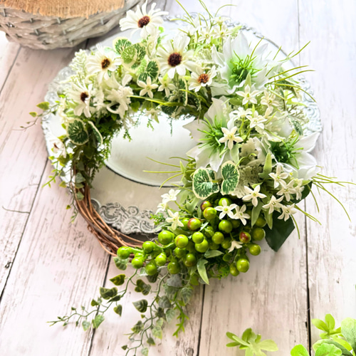 さわやかグリーンリース*⁠.⁠✧ 玄関リース 造花リース 【公式通販】