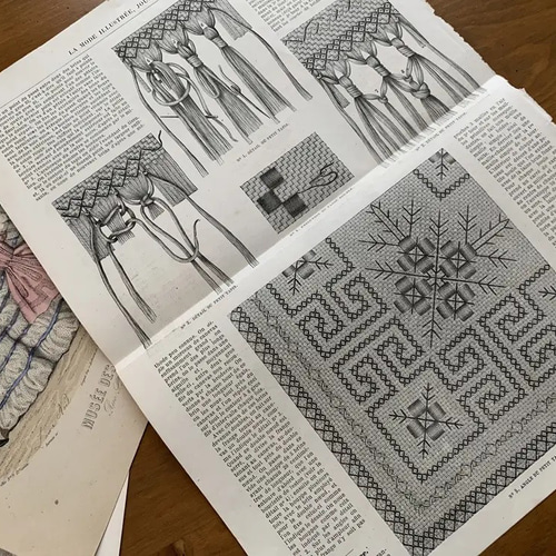 Journal des Demoisellesファッションプレート2枚+おまけ ペン・筆記