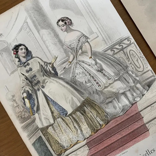 Journal des Demoisellesファッションプレート2枚+おまけ ペン・筆記