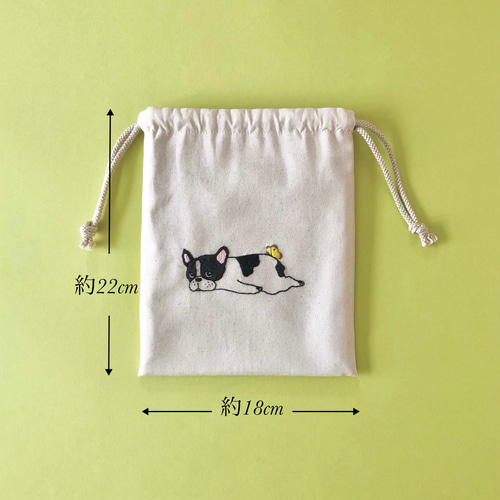 手刺繍＊巾着ポーチ（フレブルとちょうちょ） 巾着袋 ココカカオ 通販