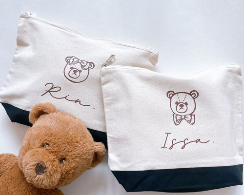 クマ刺繍 グレーおむつポーチ 楽天市場】おむつポーチ コンパクト 刺繍 通販 マザーズポーチ
