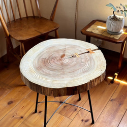 天然木 杉の切り株② アイアンテーブル コーヒーテーブル サイド