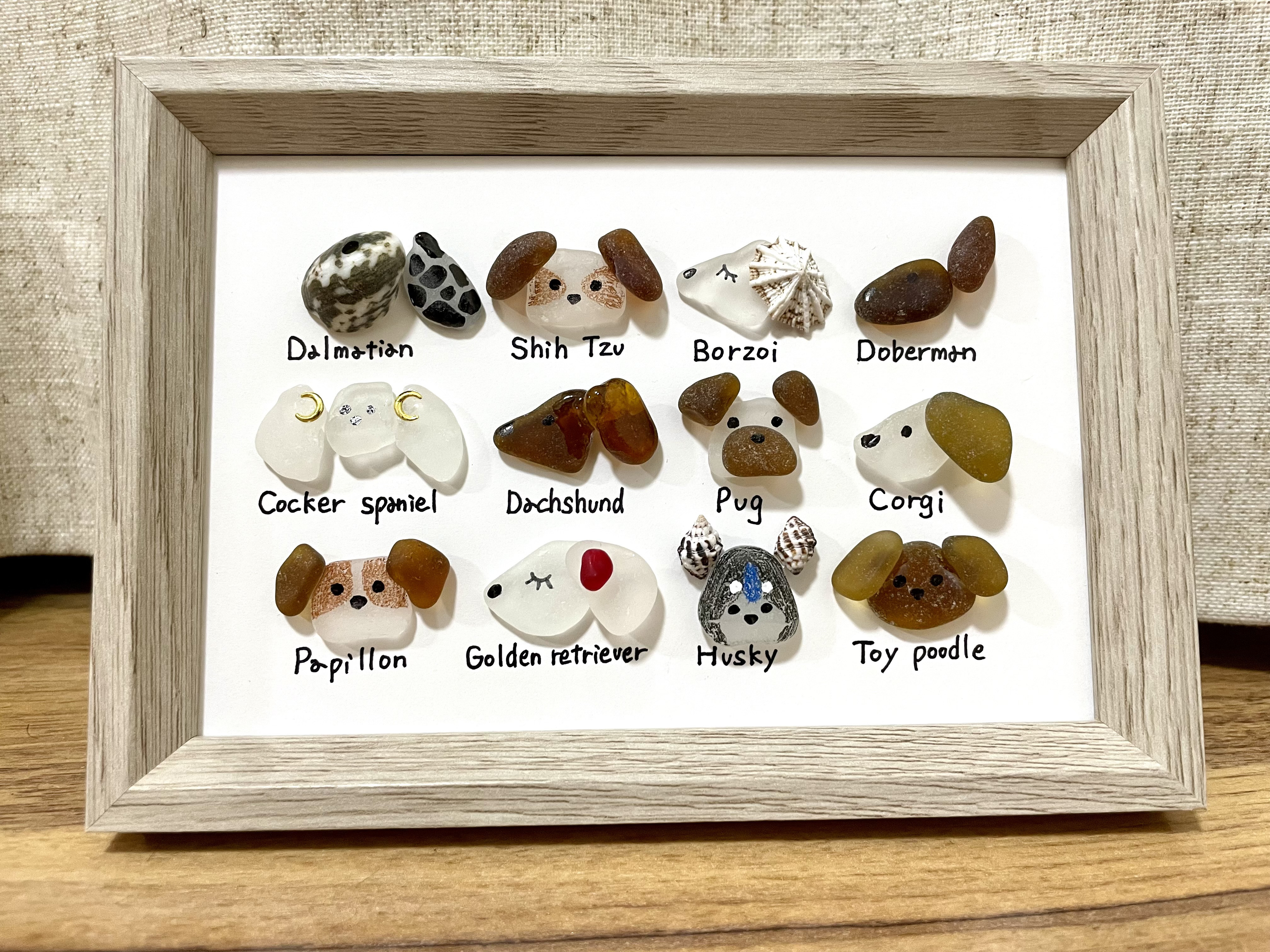 70】ハンドメイド♡シーグラスアート♡ 仲良し家族 犬 小鳥 無かっ 70】ハンドメイド♡シーグラスアート♡ 仲良し家族 犬 小鳥 無かっ