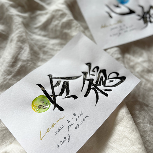 書っぷkasui】書道家が書く artカラー命名書 A5額無し送料無料 出産 