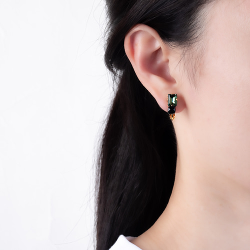 モスグリーン×ブラックオニキス ピアス(イヤリング変更可) k14gf