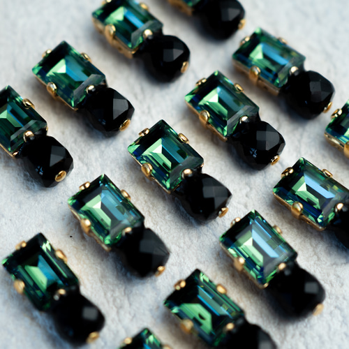 モスグリーン×ブラックオニキス ピアス(イヤリング変更可) k14gf