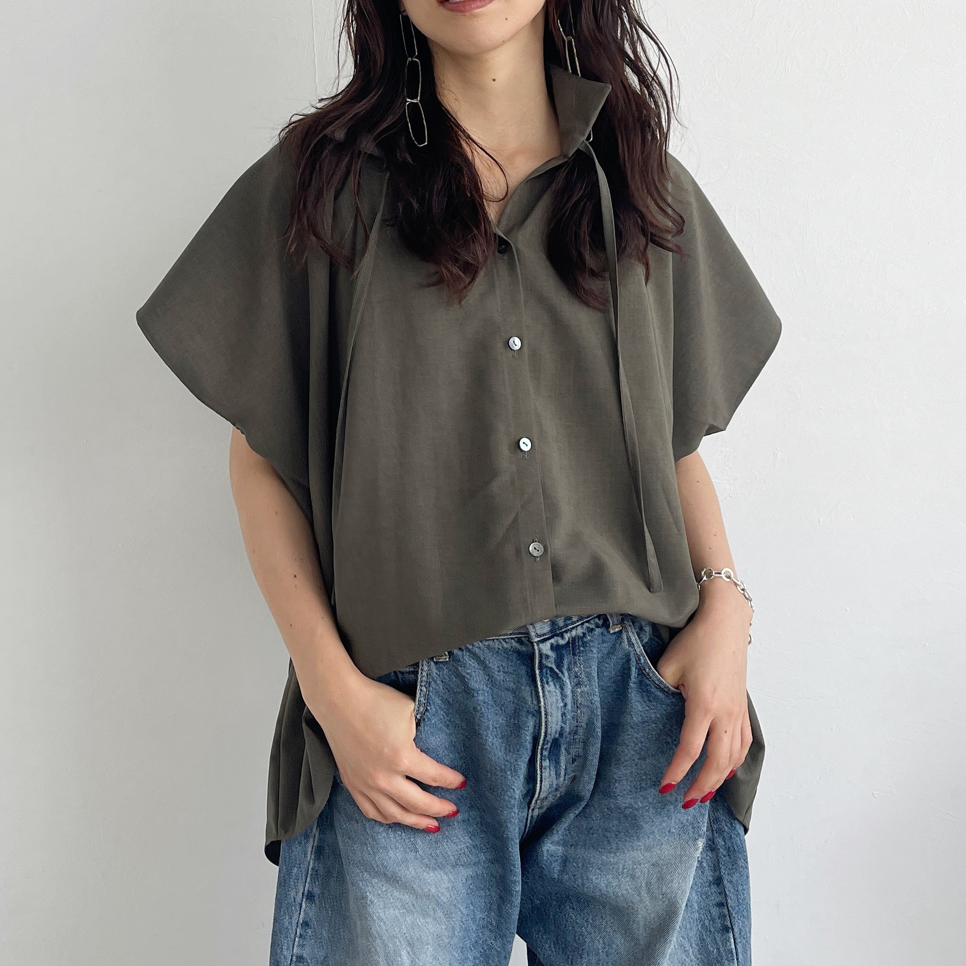 バックレイヤードシャツ(khaki)