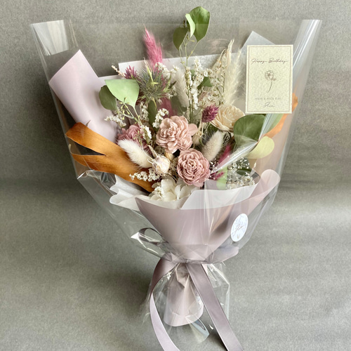 ドライフラワー　ブーケ　プリザーブドフラワーブーケ BOHO】ドライフラワー グリーティングBOXブーケ【テラコッタ】 | Lynn