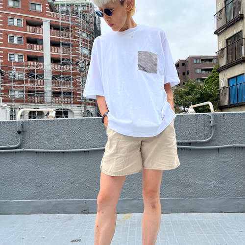 Men`s M サイズ ドライポンチ 江戸小紋ハギレポケットTシャツ 着物