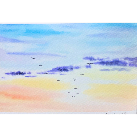 水彩原画-優しい朝焼け イラスト Annie.watercolor 通販 18090015