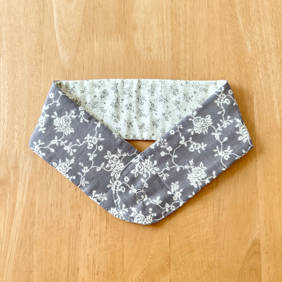 ネッククーラーカバー　アイスノン首もとひんやり氷結ベルトカバー　ダブルガーゼ　グレー花柄 2枚目の画像