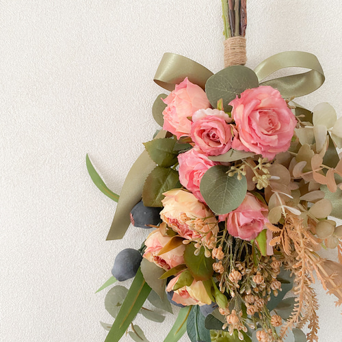 専用＊ミニバラとスイートピー　フェイクスワッグ 専用＊ミニバラとスイートピー フェイクスワッグ ドライフラワー風バラ