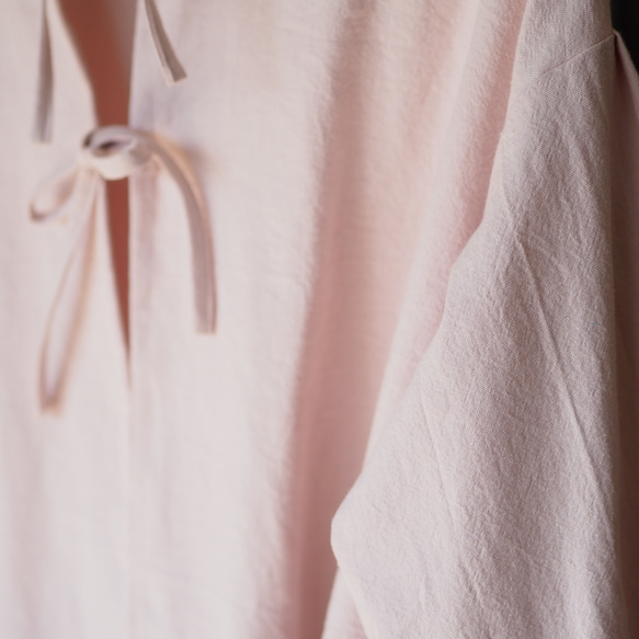 割烹着　コットンリネンエプロン　ワンピース　ピンク　綿麻 割烹着　コットンリネンエプロン　ワンピース　ピンク　綿麻 P1485583255(11440円)
