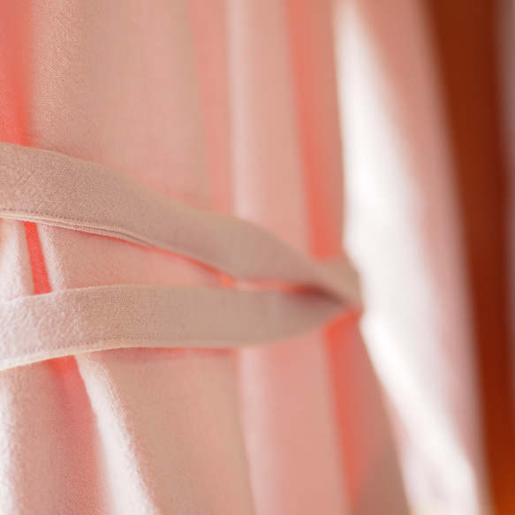 割烹着　コットンリネンエプロン　ワンピース　ピンク　綿麻 割烹着　コットンリネンエプロン　ワンピース　ピンク　綿麻 P1485583255(11440円)